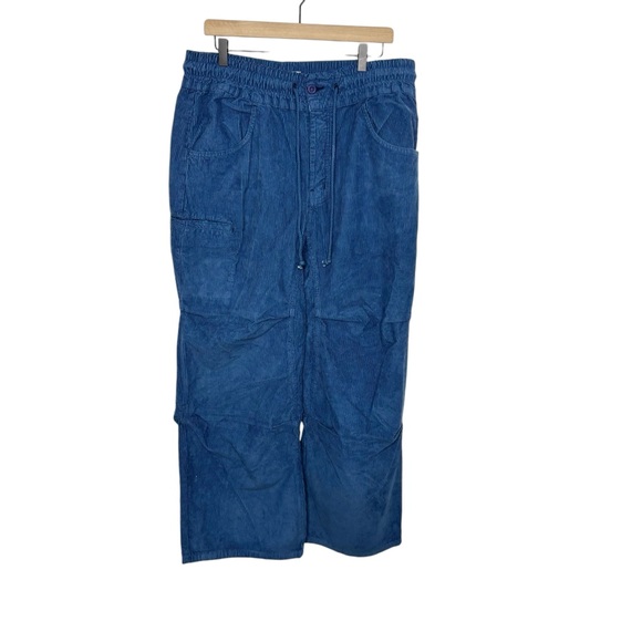Free People Modern Love Pull-On Cord Jeans Size large Blue Wide Leg Pants - Picture 2 of 8